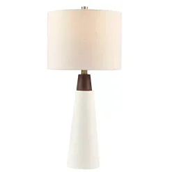 Outlet Kirklands Home Ceramic and Wood Cone Table Lamp White