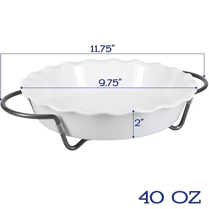 Clearance Kirklands Home Ceramic Baker and Pie Dish Set with Racks White