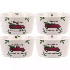 Outlet Kirklands Home White Ceramic Christmas Ramekins, Set of 4