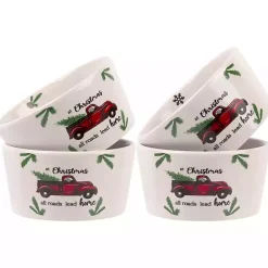 Outlet Kirklands Home White Ceramic Christmas Ramekins, Set of 4