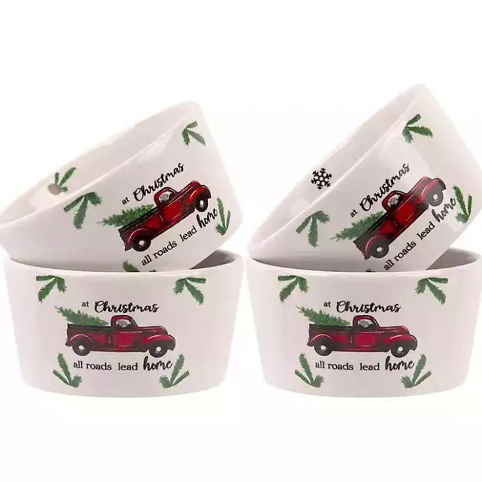 Outlet Kirklands Home White Ceramic Christmas Ramekins, Set of 4