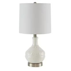Hot Kirklands Home Ceramic Embossed Table Lamp White