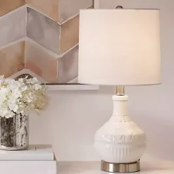 Hot Kirklands Home Ceramic Embossed Table Lamp White