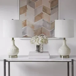 Hot Kirklands Home Ceramic Embossed Table Lamp White