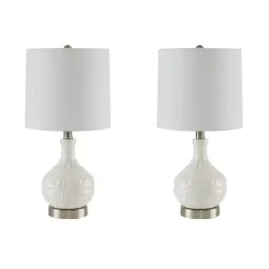 Hot Kirklands Home Ceramic Embossed Table Lamp White