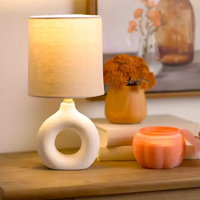 Sale Kirklands Home Ceramic Open Circle Mini Lamp White