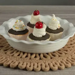 Discount Kirklands Home Ceramic Scalloped Pie Dish White