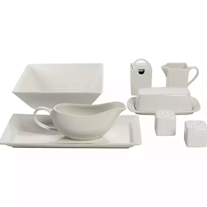 Clearance Kirklands Home Ceramic Square 40-pc. Dinnerware Set White
