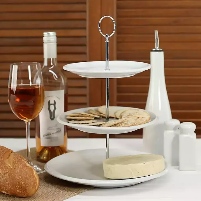 Clearance Kirklands Home Ceramic 3-Tier Serving Stand White