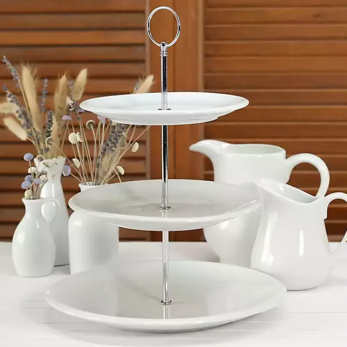 Clearance Kirklands Home Ceramic 3-Tier Serving Stand White