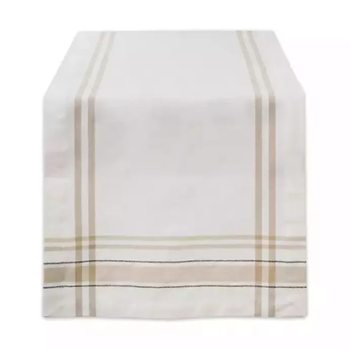 New Kirklands Home Chambray French Stripe Table Runner, 72 in. White