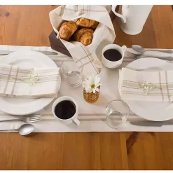 New Kirklands Home Chambray French Stripe Table Runner, 72 in. White