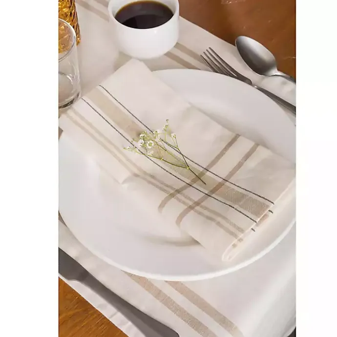 New Kirklands Home Chambray French Stripe Table Runner, 72 in. White