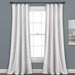 Kirklands Home Chenille Chevron Curtain Panel Set, 84 in. White