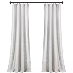 Kirklands Home Chenille Chevron Curtain Panel Set, 84 in. White