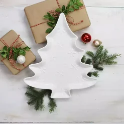 Outlet Kirklands Home Christmas Tree & Snowflakes Serving Platter White
