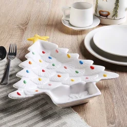 Sale Kirklands Home Christmas Tree Serving Platter White