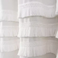 New Kirklands Home Ciel Tassel Shower Curtain White