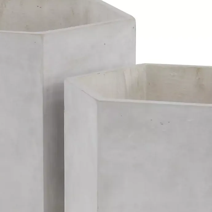 Online Kirklands Home Clay and Wood Hexagon Planters, Set of 2 White