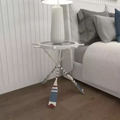 Clearance Kirklands Home White Coastal Ship Accent Table