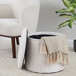 New Kirklands Home Collapsible Storage Ottoman White