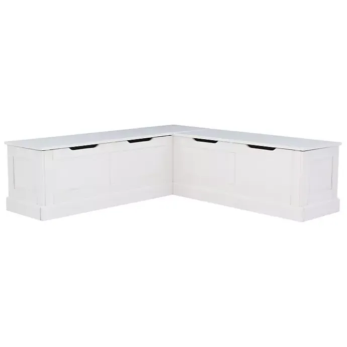Hot Kirklands Home White Corner Bench with Black Cushions