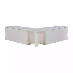 Hot Kirklands Home White Corner Bench with Blue Cushions