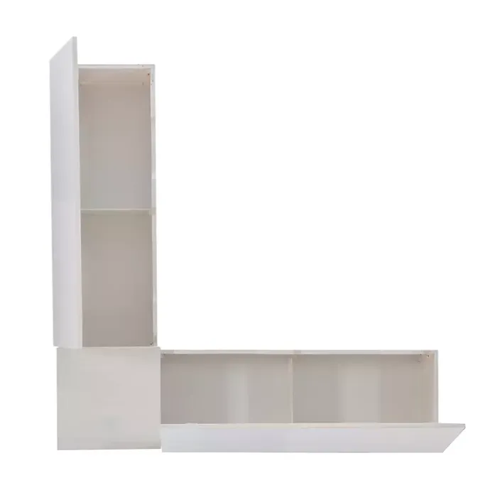 Hot Kirklands Home White Corner Bench with Blue Cushions