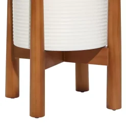 Sale Kirklands Home Corrugated Iron and Wood Planters, Set of 2 White