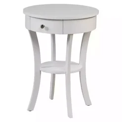Kirklands Home Curved Legs Round Drawer Accent Table White