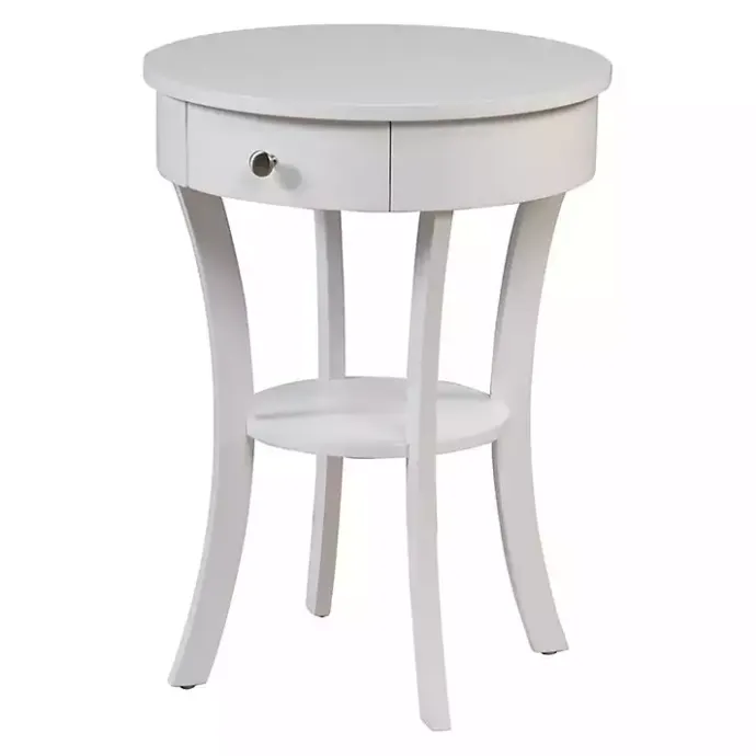 Kirklands Home Curved Legs Round Drawer Accent Table White