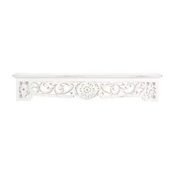 Outlet Kirklands Home White Distressed Wood Carved Floral Shelf