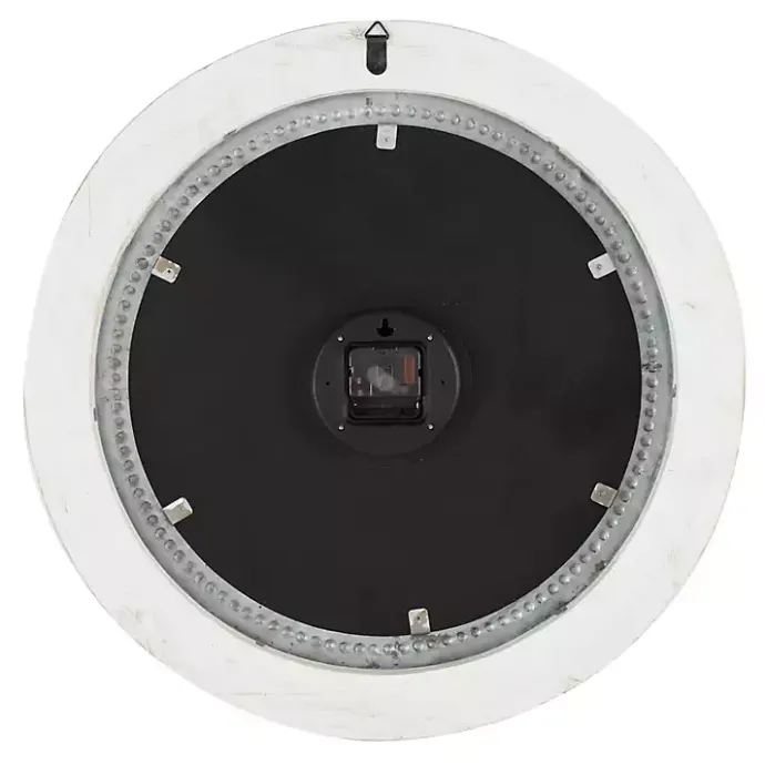 Outlet Kirklands Home White Distressed Wood Round Beaded Wall Clock