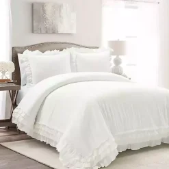 New Kirklands Home Ella Ruffle 3-pc. King Duvet Set White