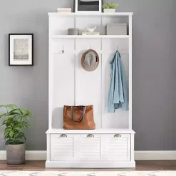 Sale Kirklands Home White Ellison Hall Tree with Storage Bench