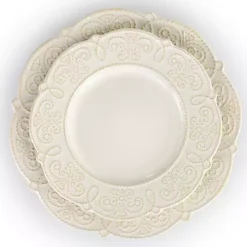 Kirklands Home Embossed Scalloped 16-pc. Dinnerware Set White