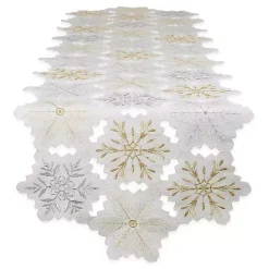 Sale Kirklands Home White Embroidered Snowflakes Table Runner