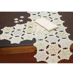 Sale Kirklands Home White Embroidered Snowflakes Table Runner