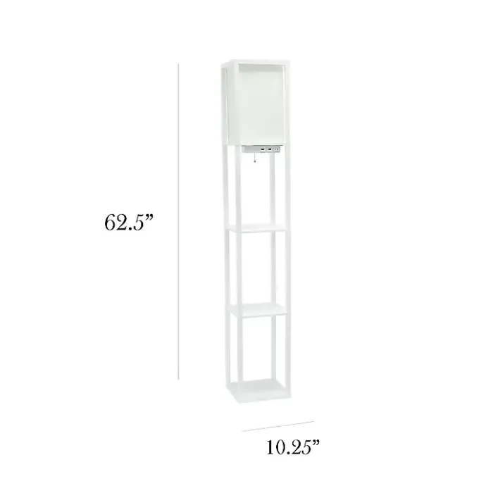 Kirklands Home Etagere Shelf Charging Floor Lamp White