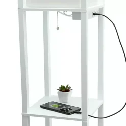 Kirklands Home Etagere Shelf Charging Floor Lamp White