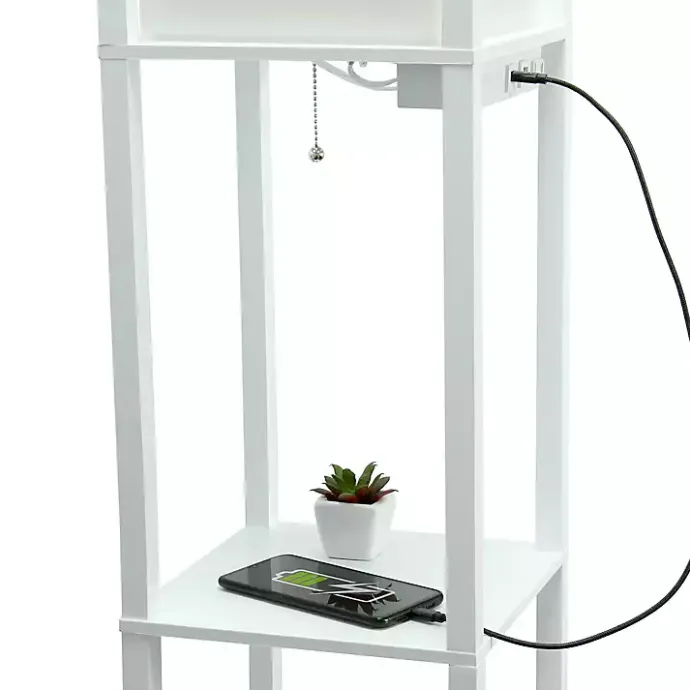 Kirklands Home Etagere Shelf Charging Floor Lamp White