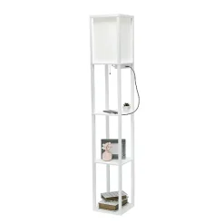 Kirklands Home Etagere Shelf Charging Floor Lamp White