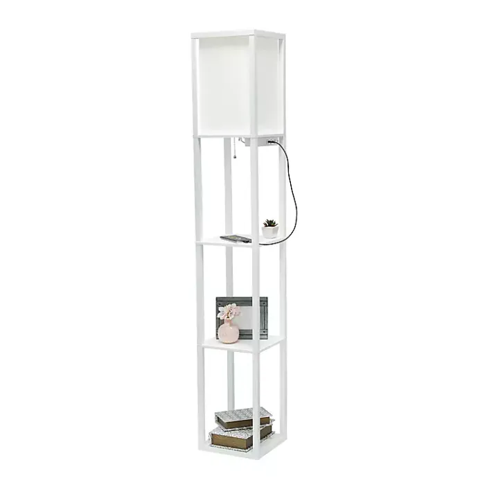 Kirklands Home Etagere Shelf Charging Floor Lamp White