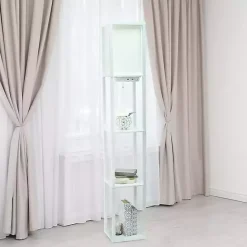 Kirklands Home Etagere Shelf Charging Floor Lamp White