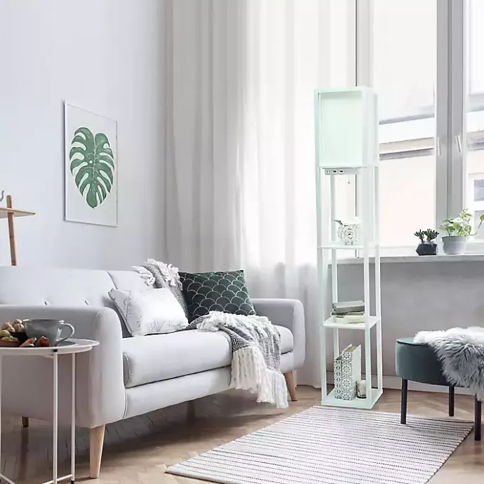 Kirklands Home Etagere Shelf Charging Floor Lamp White