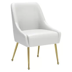 New Kirklands Home Faux Leather Gold Maxine Dining Chair White