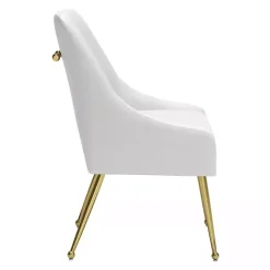 New Kirklands Home Faux Leather Gold Maxine Dining Chair White