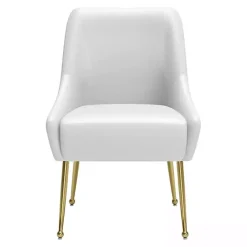 New Kirklands Home Faux Leather Gold Maxine Dining Chair White