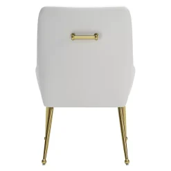 New Kirklands Home Faux Leather Gold Maxine Dining Chair White