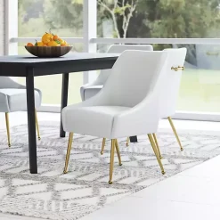 New Kirklands Home Faux Leather Gold Maxine Dining Chair White